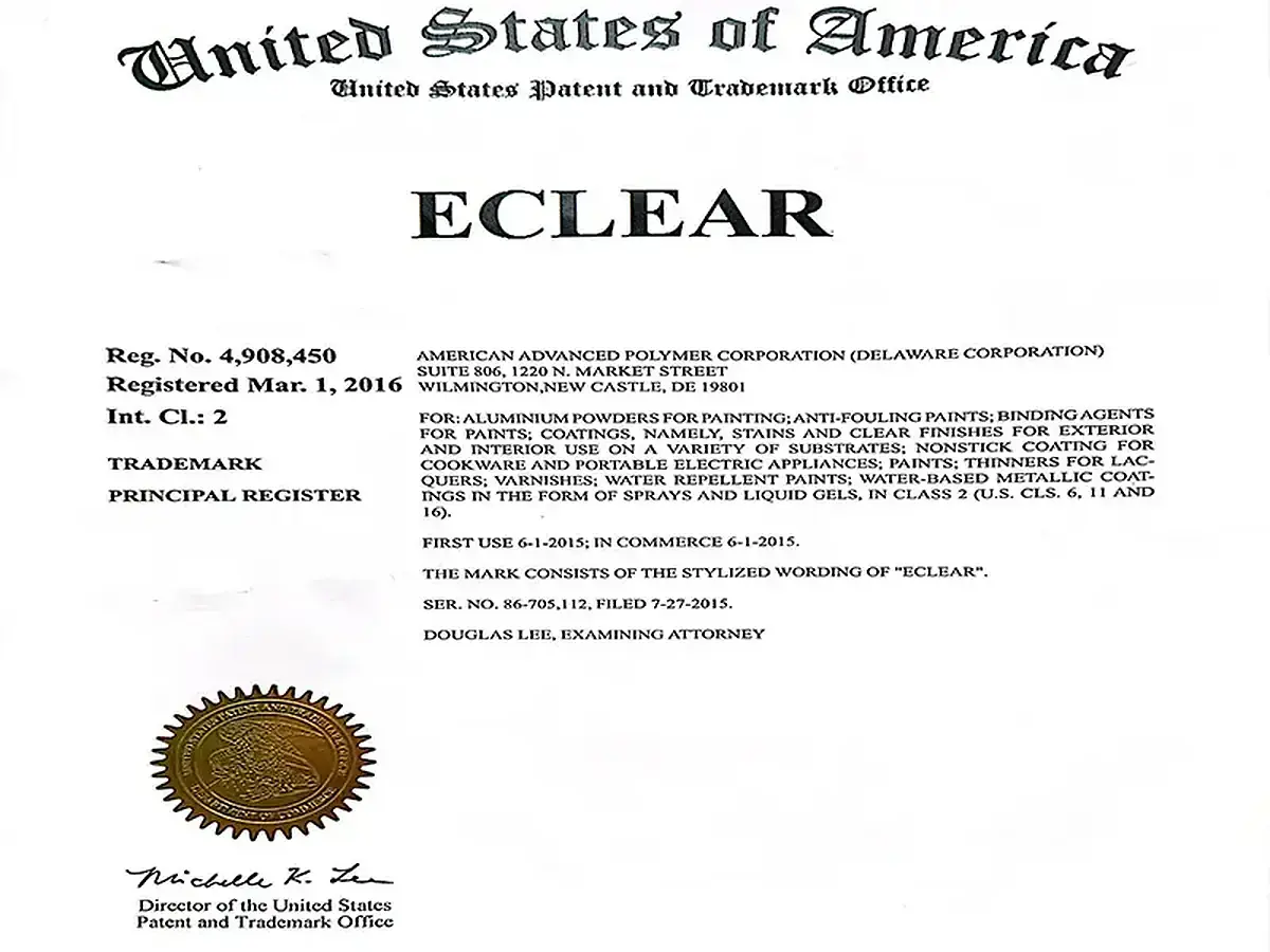 ECLEAR® Trademark Registered in the United States